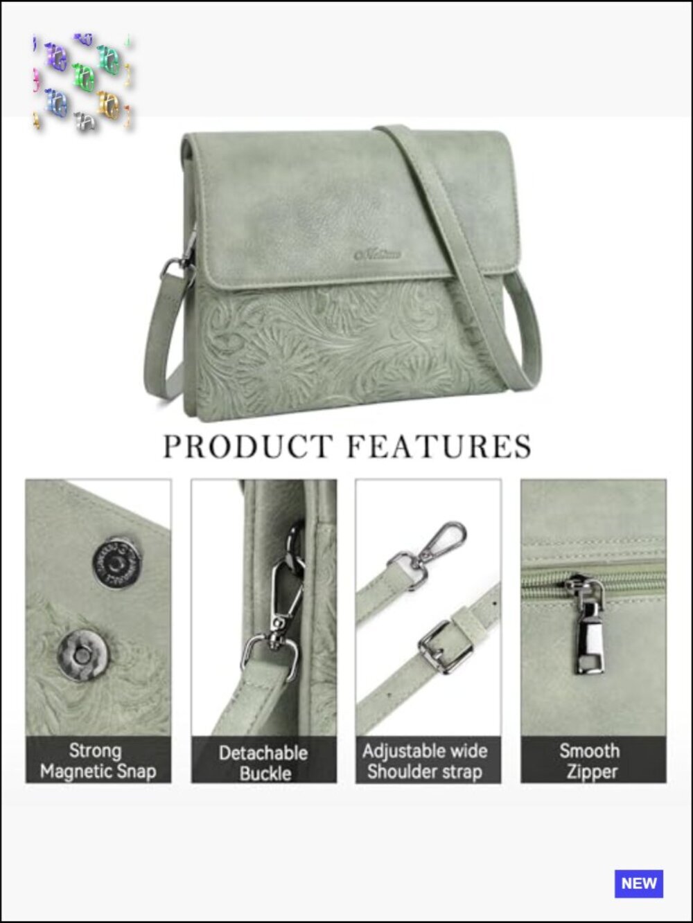 Small Crossbody Bag with Phone Pocket Vegan Leather Adjustable Strap Y2K Chic - Picture 4 of 7